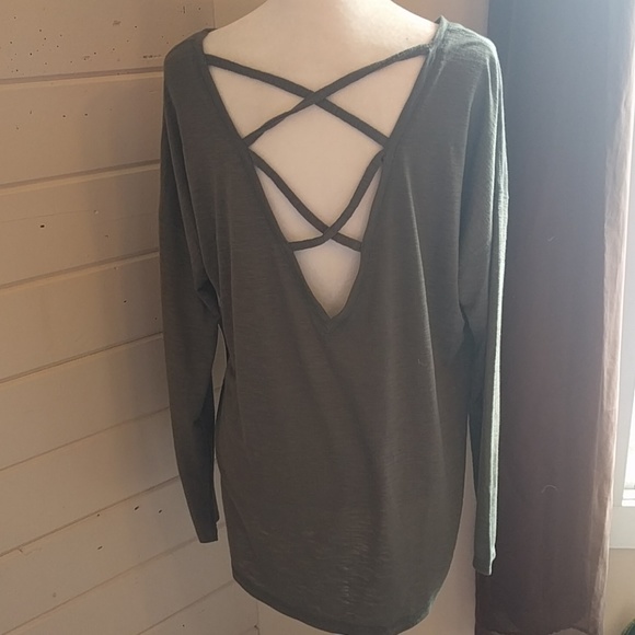 NWT green cross back long draped top - Picture 2 of 6